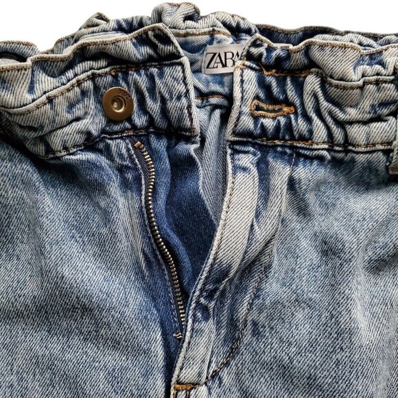 ZARA High-Waisted Paperbag Baggy Blue Jeans Style Z1975 Size 2 - Picture 9 of 16